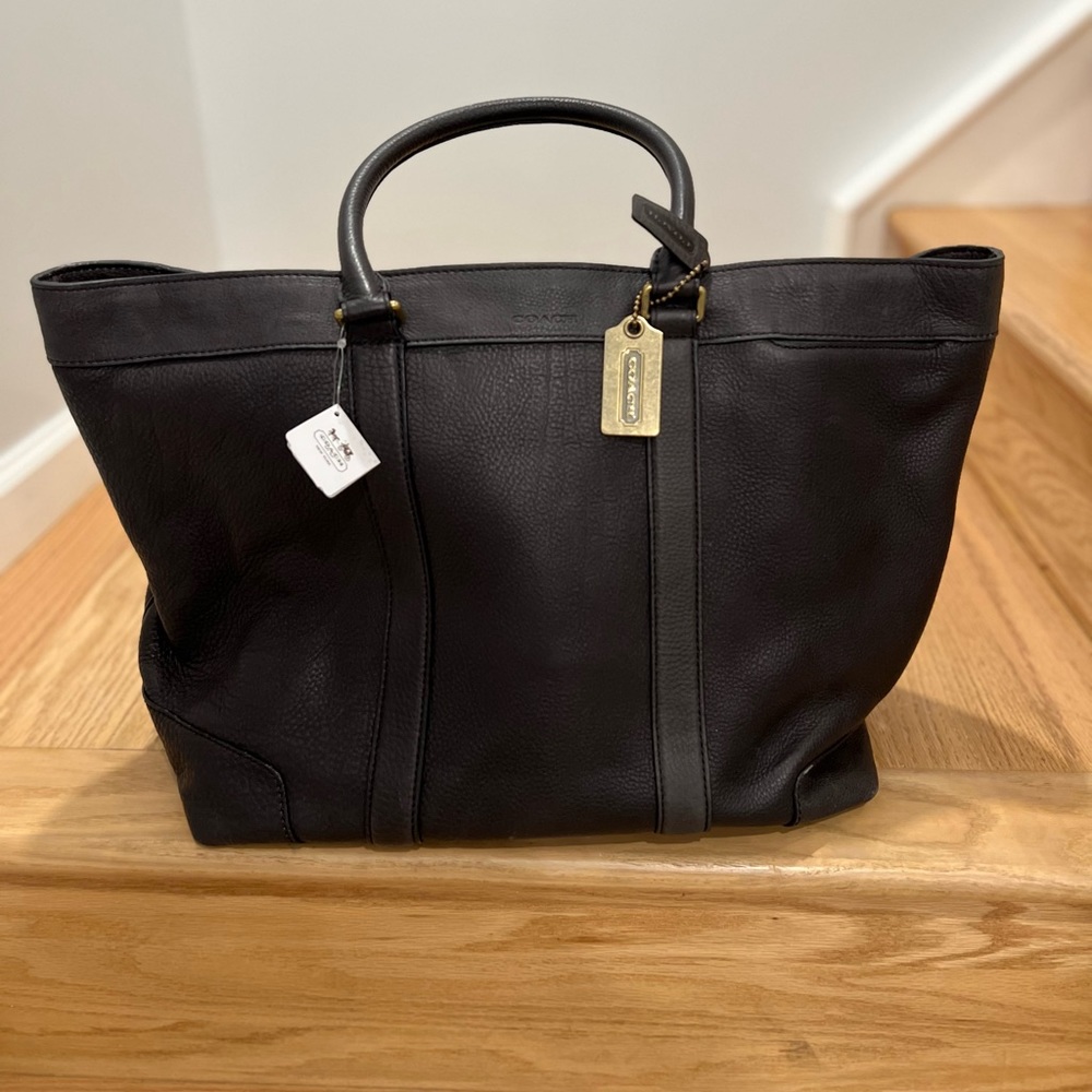 Coach black leather tote